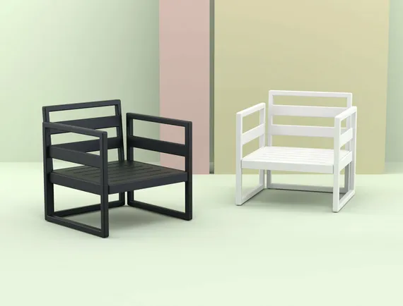 Кресло уличное пластиковое Mykonos, белый, светло-коричневый