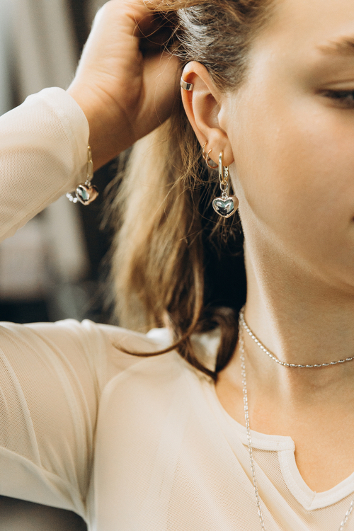 Серьги "Сердца-биколор"