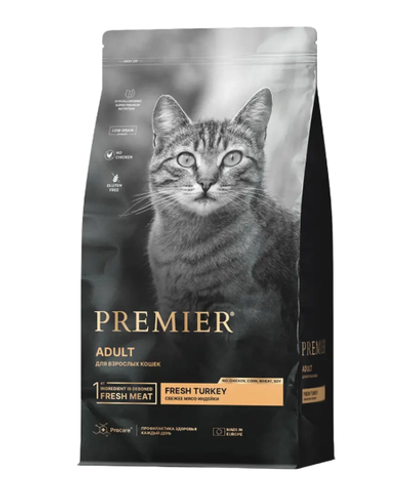 Сухой корм для взрослых кошек Premier Cat Adult с чувствительным пищеварением индейка 0,4кг
