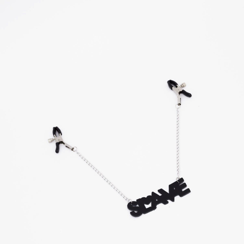 Зажимы на соски с кожаной подвеской Slave