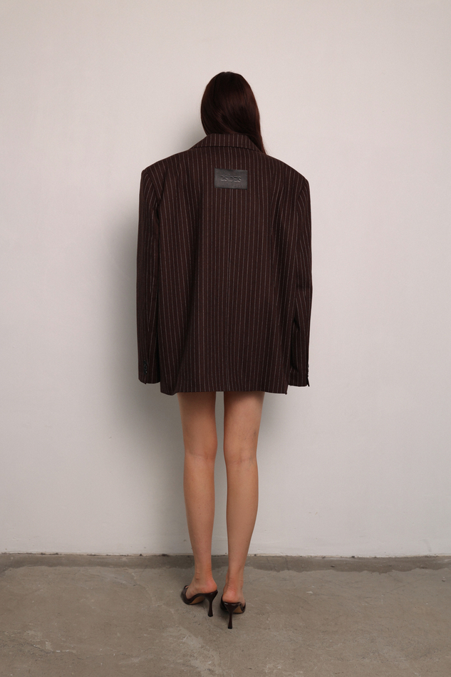 Пальто пиджак шоколад в полоску