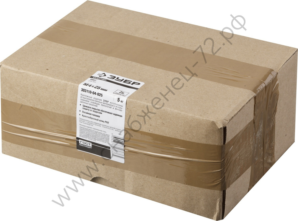 ЗУБР DIN 965, M4 x 25 мм, кл. пр. 4.8, винт с потайной головкой, цинк, 5 кг (303110-04-025)