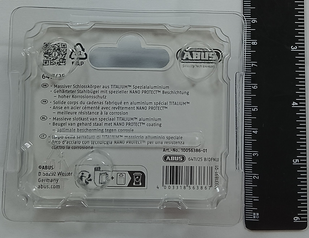 Навесной замок ABUS 64TI/25 B/DFNLI