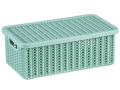 Корзина 6л Вязание с крышкой, фисташковый