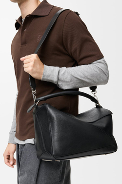 Loewe Большая сумка Puzzle мягкой зернистой телячьей кожи, черный