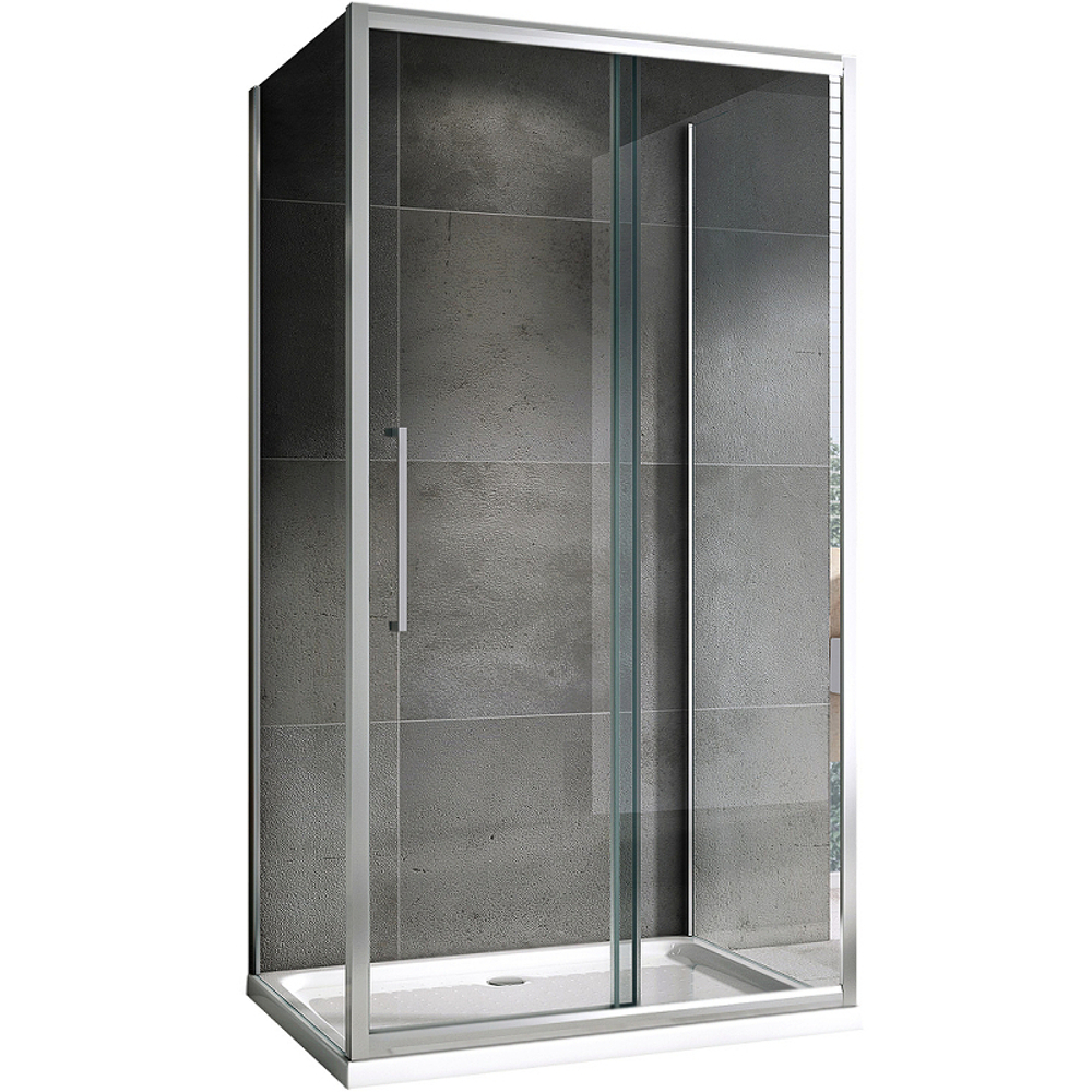 Душевой уголок Abber Schwarzer Diamant 140x75 AG30140H-S75-S75 профиль Хром стекло прозрачное