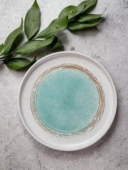 Набор 2шт тарелок с бортами 26 см Аквамариновое золото