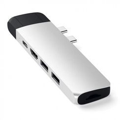 Адаптер Satechi Aluminum Type-C Pro Hub Adapter With Ethernet для MacBook Pro (USB-C) серебряный (ST-TCPHES)