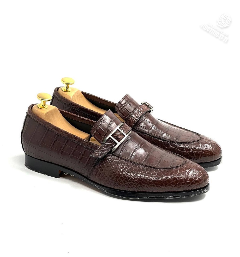 Лоферы Hermes из кожи крокодила