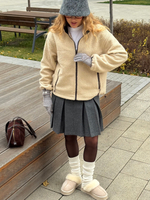 Шерстяная юбка в складку серый