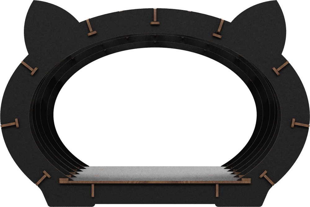 Домик для домашних животных, лежанка с мехом EWA "Кошкин дом" черный каркас белый мех