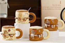 GAEM Кружка с крышкой и ложкой, 300 мл, L15 W9 H10 см, 4в.