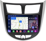 Магнитола для Hyundai Solaris 1 2010-2016 (рамка серебристо-черная тип 3) - FarCar XXL9-7011F3 монитор 9.5" 2K QLED на Android 14, TS20, 8+256Гб, CarPlay, 4G SIM-слот