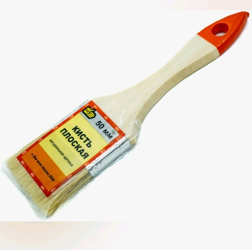 Кисть плоская Стандарт  50мм  / нат.щет, оц.оправка, лак.дер.руч (888) 0126230