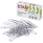 Скрепки канцелярские 50мм, 50шт, оцинкованные, Staff, картон. упак.