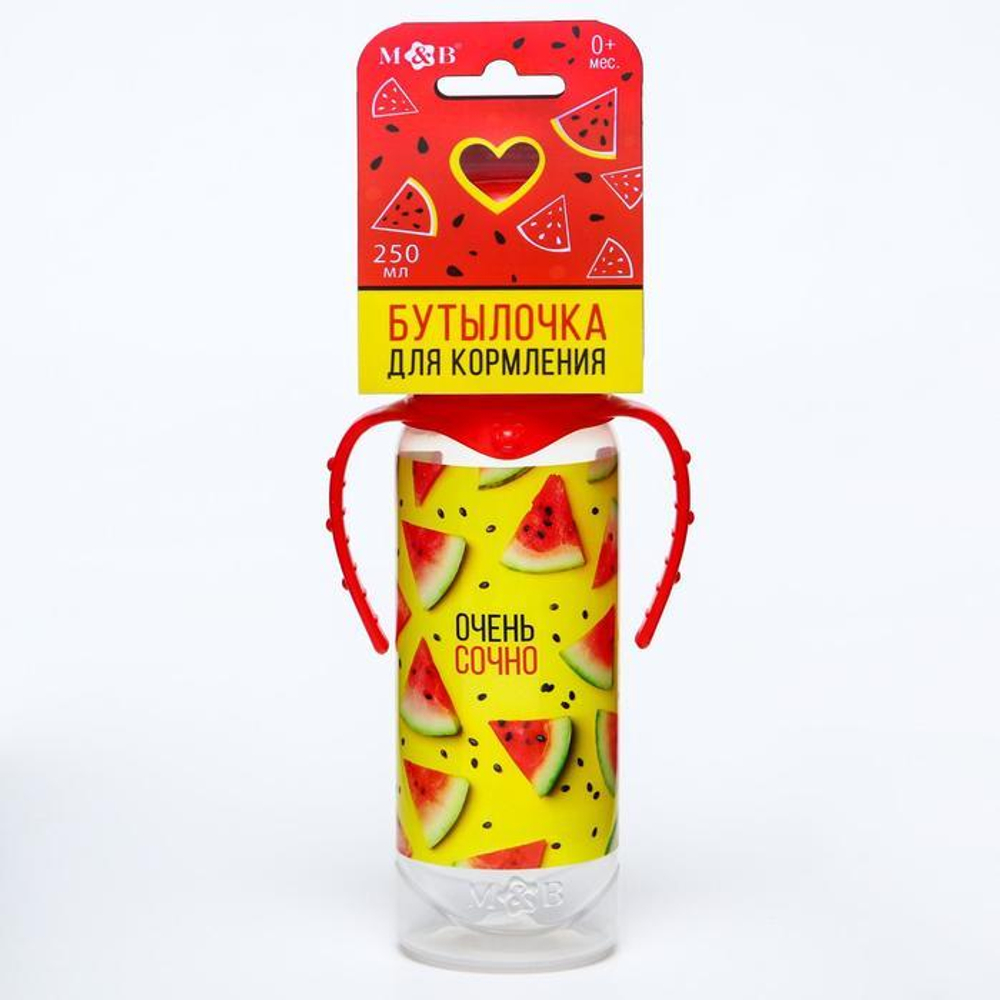 5399878 Бутылочка для кормления «Арбузы» 250 мл цилиндр, с ручками