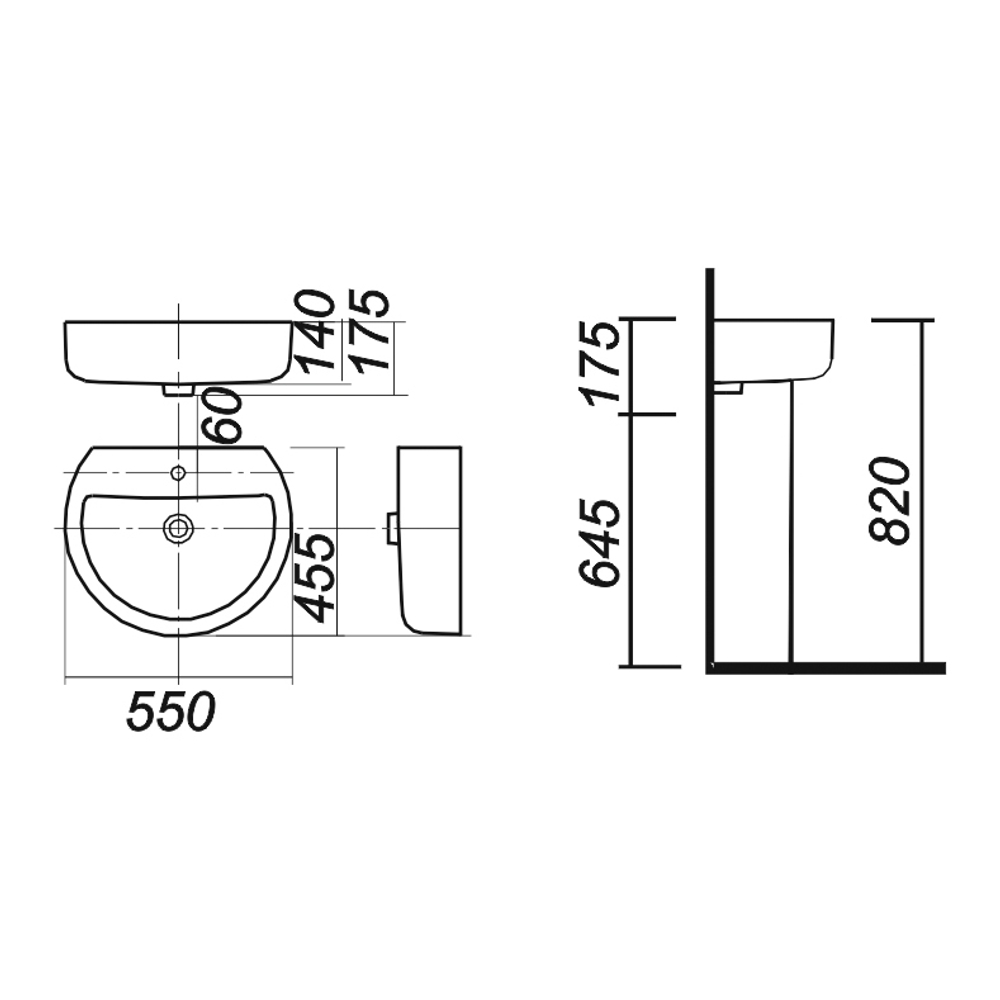 Умывальник-тюльпан "Best-55" с отв (Sanita Luxe)