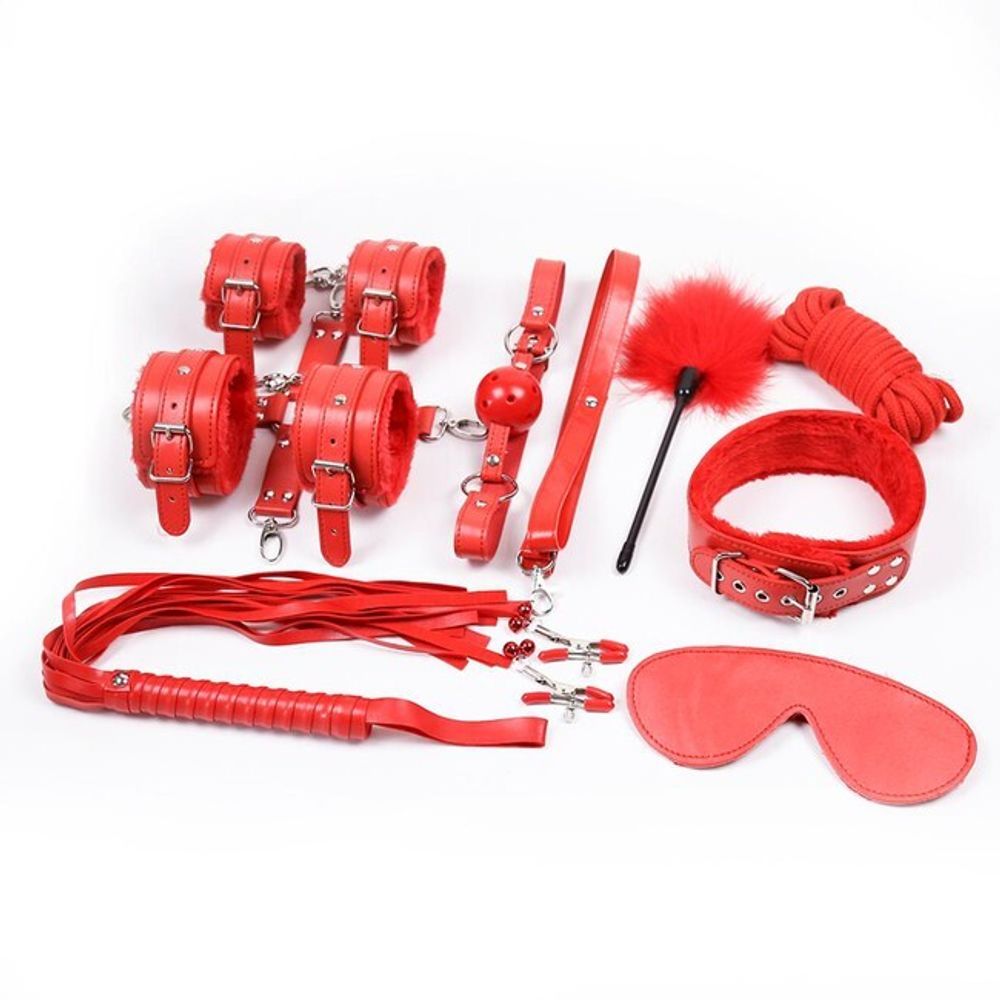 Секс-набор для бондажа Onjoy BDSM Starter Kit красный (10 предметов) (Цвет: красный)