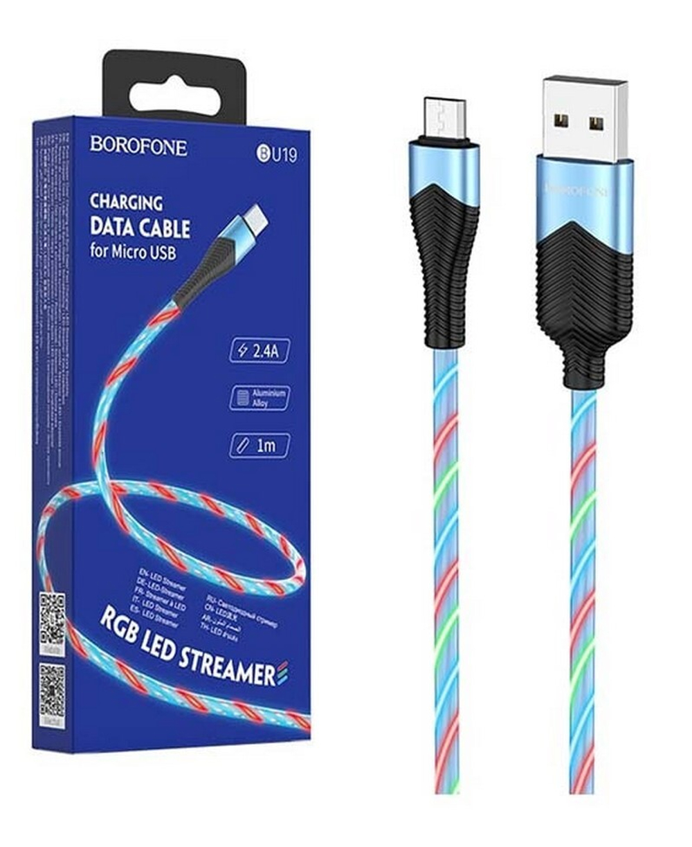Кабель USB - Micro BOROFONE BU19 (синий) 1м