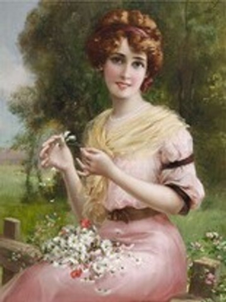 Основа с рисунком   для вышивания лентами "Незнакомка с ромашками"