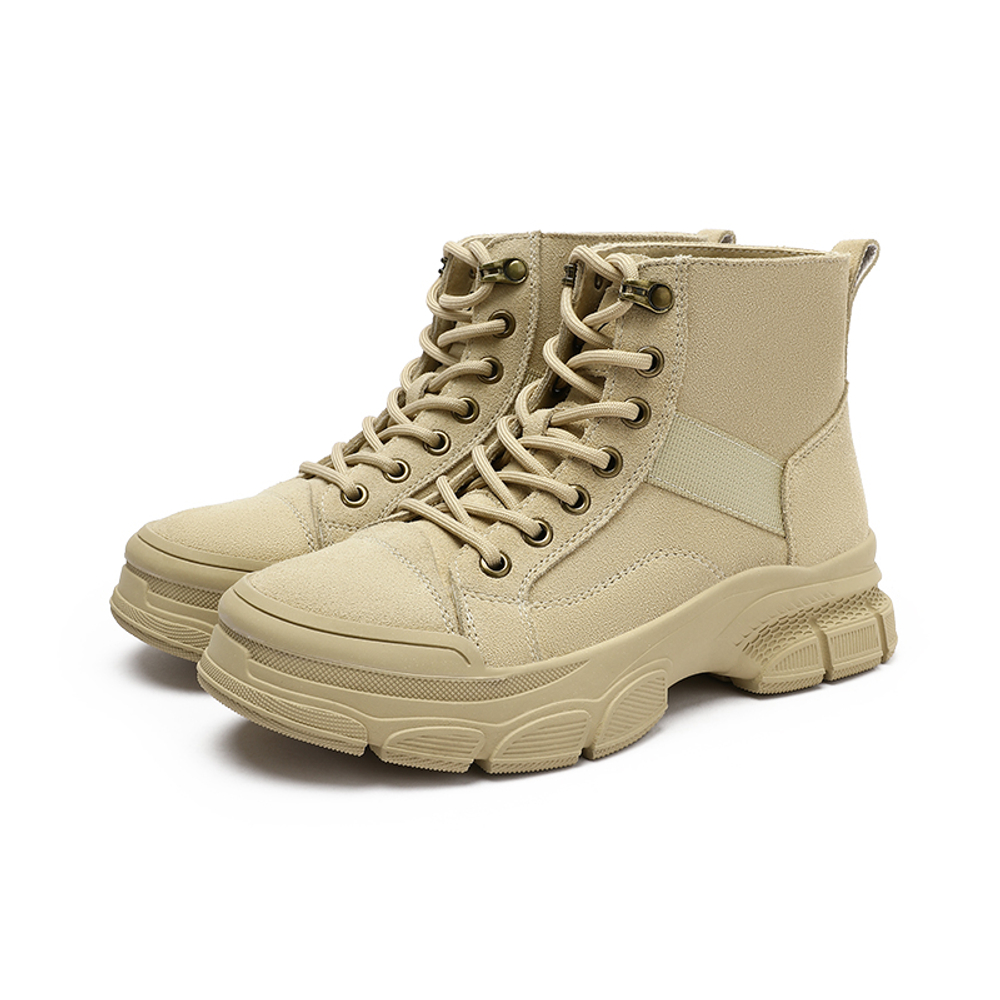 UBZ Desert Boots Cow Split Leather Short Combat Boots Women"s Sand Dune