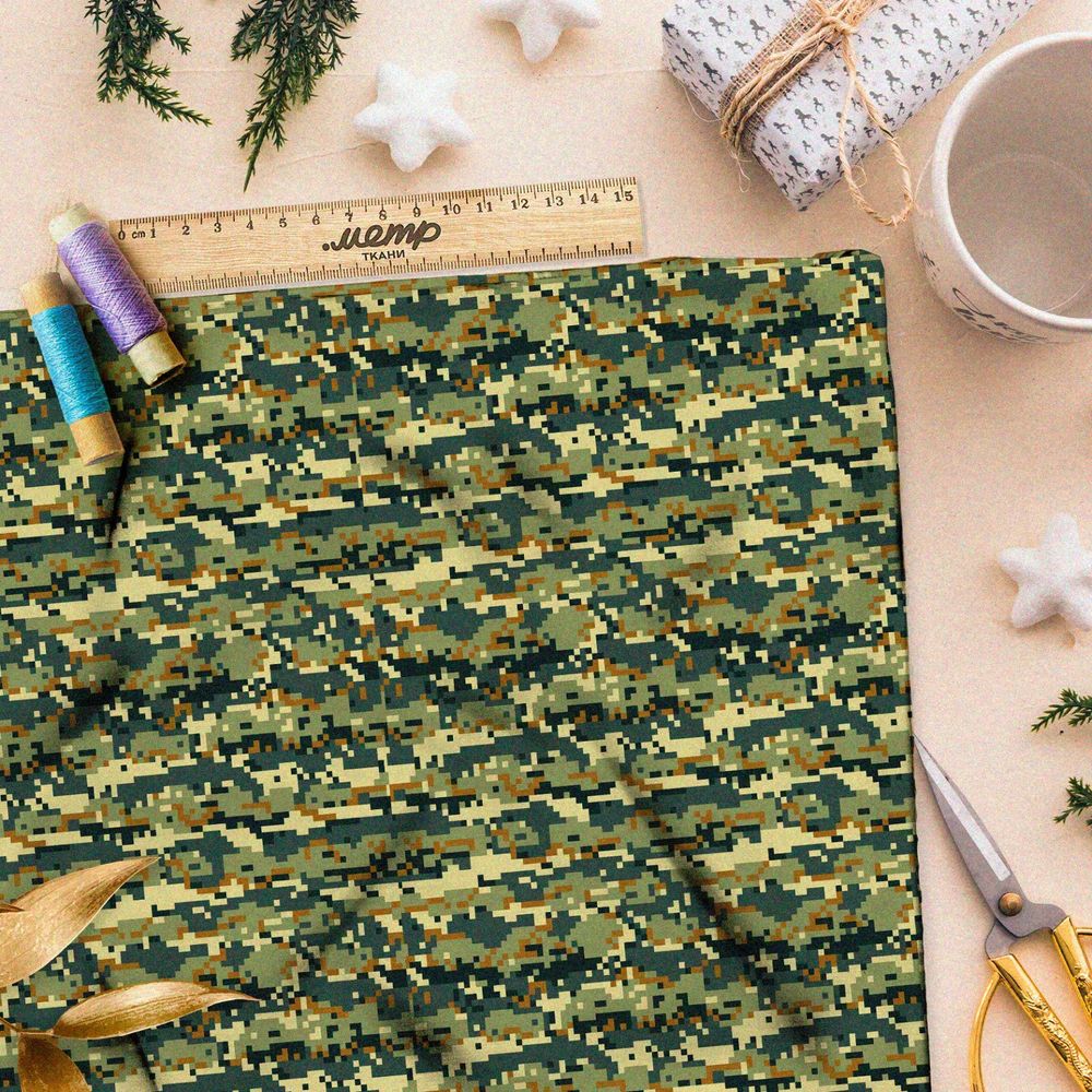 Ткань оксфорд 210 степной камуфляж в пикселях