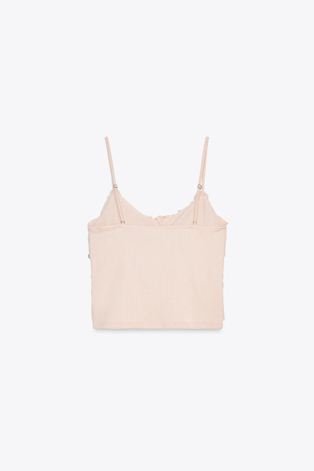 ZARA ТОП НА БРЕТЕЛЯХ С ДЕКОРАТИВНЫМИ ДЕТАЛЯМИ, ЛИНЯЛЫЙ РОЗОВЫЙ