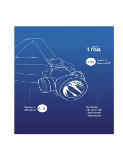 Фонарь налобный аккумуляторный Космос H3WLi-On 3W LED