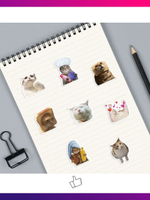 Наклейки на телефон котики многоразовые 50 шт