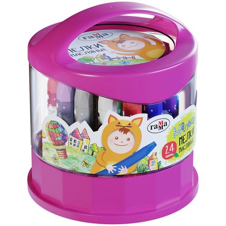 Мелки восковые 24цв. Гамма Малыш, масляные, пластиковый стакан-подставка