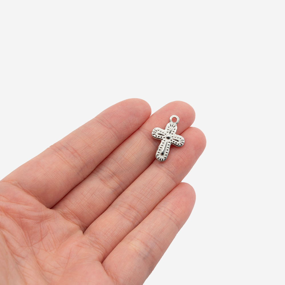 Подвеска в форме крестика 19*13мм, сталь без покрытия