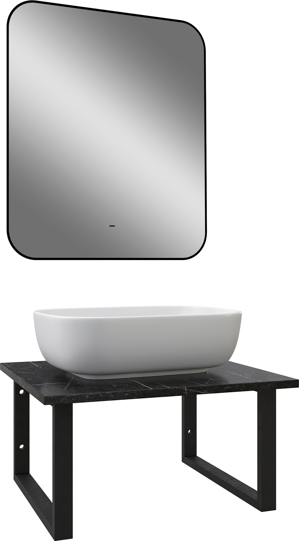 Мебель для ванной комнаты DIWO Элиста 60 чёрный мрамор, с раковиной Moduo 50 Square в стиле лофт, подвесная (гарнитур, комплект)