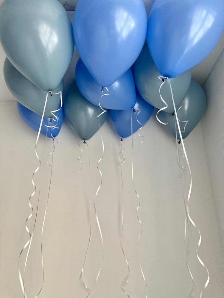 Воздушные гелиевые шары под потолок васильковый/пыльно голубой №5056