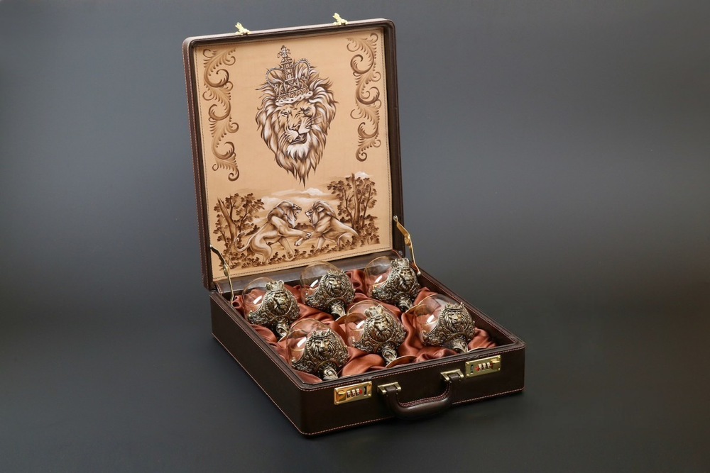 Бокал для коньяка "Царский" 6 шт . в подарочном футляре с художественным оформлением