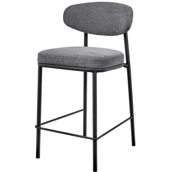 Полубарный стул Arvo 65 см, серый шенилл с черными ножками