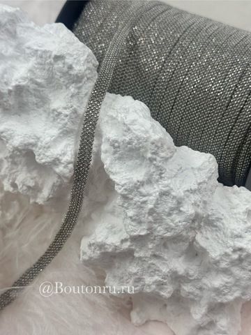 Тесьма серебристая мониль (6 рядов) на тканевой основе