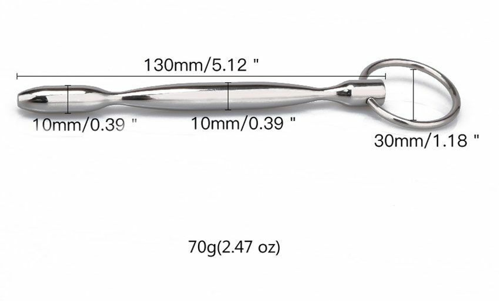 Металлический уретральный плаг с кольцом-ограничителем (Цвет: серебристый)