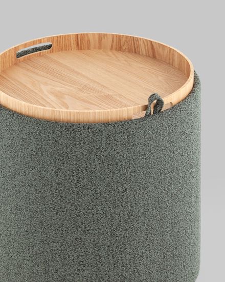 Пуф-столик с ящиком Хюгге S букле темно-серый