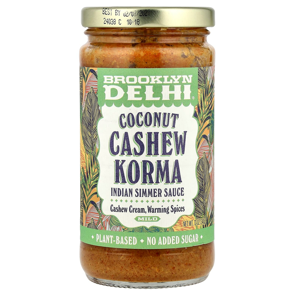Brooklyn Delhi, Индийский соус на медленном огне, корма с кокосом и кешью, мягкий, 340 г (12 унций)