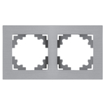 Рамка 2-местная, металл, STEKKER, MFR00-7002-03 , серия Катрин, серебро 50015