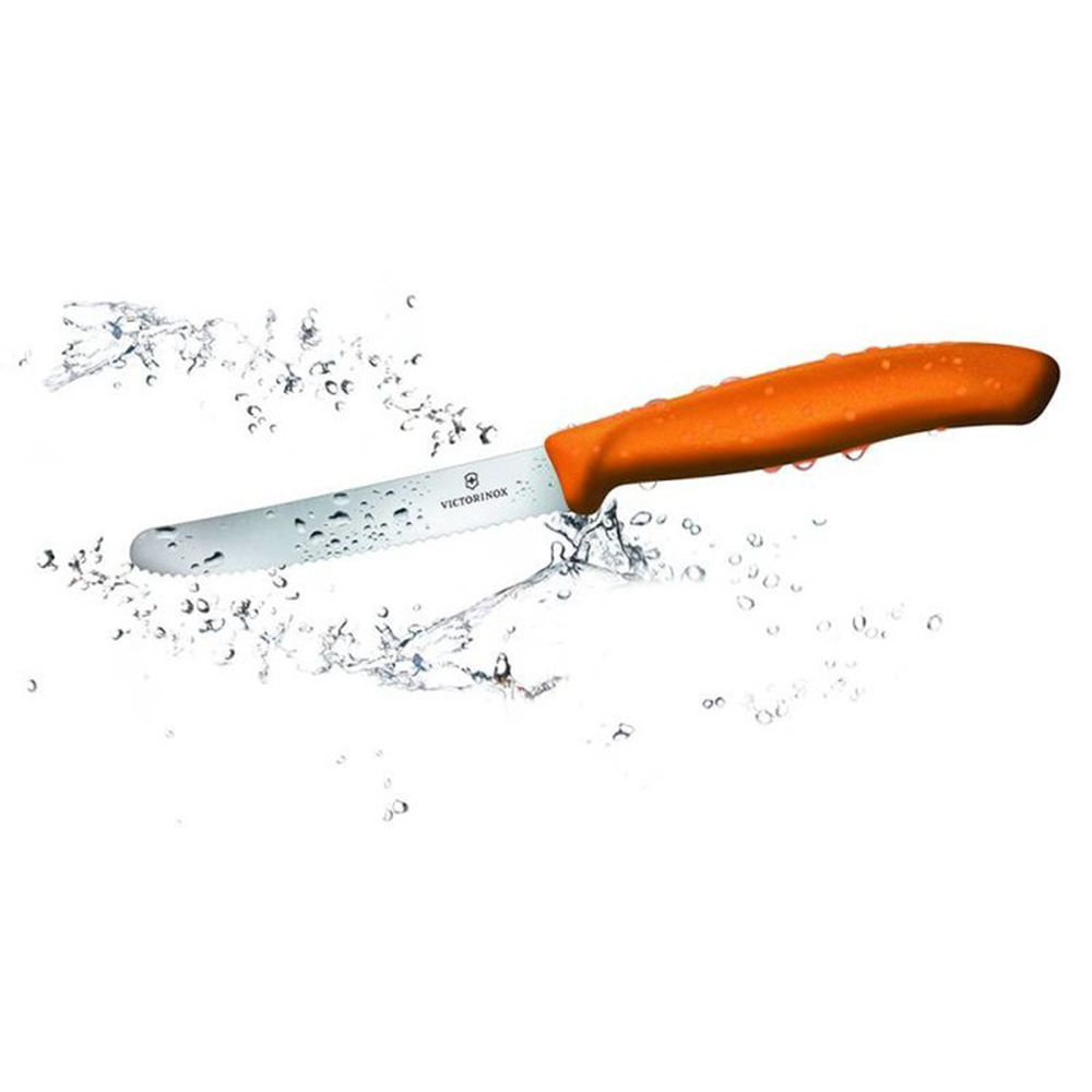 Нож кухонный Victorinox Swiss Classic (6.7836.L119) стальной столовый лезв.110мм серрейт. заточка ор
