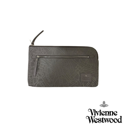 VIVIENNE WESTWOOD СУМКА КЛАТЧ СЕРЫЙ С ТИСНЕНИЕМ ЛОГОТИПА БРЕНДА