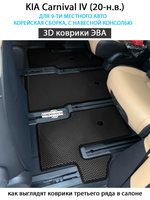 Автомобильные коврики ЭВА для KIA Carnival IV (20-н.в.) для 9-ти местного авто, с навесной консолью