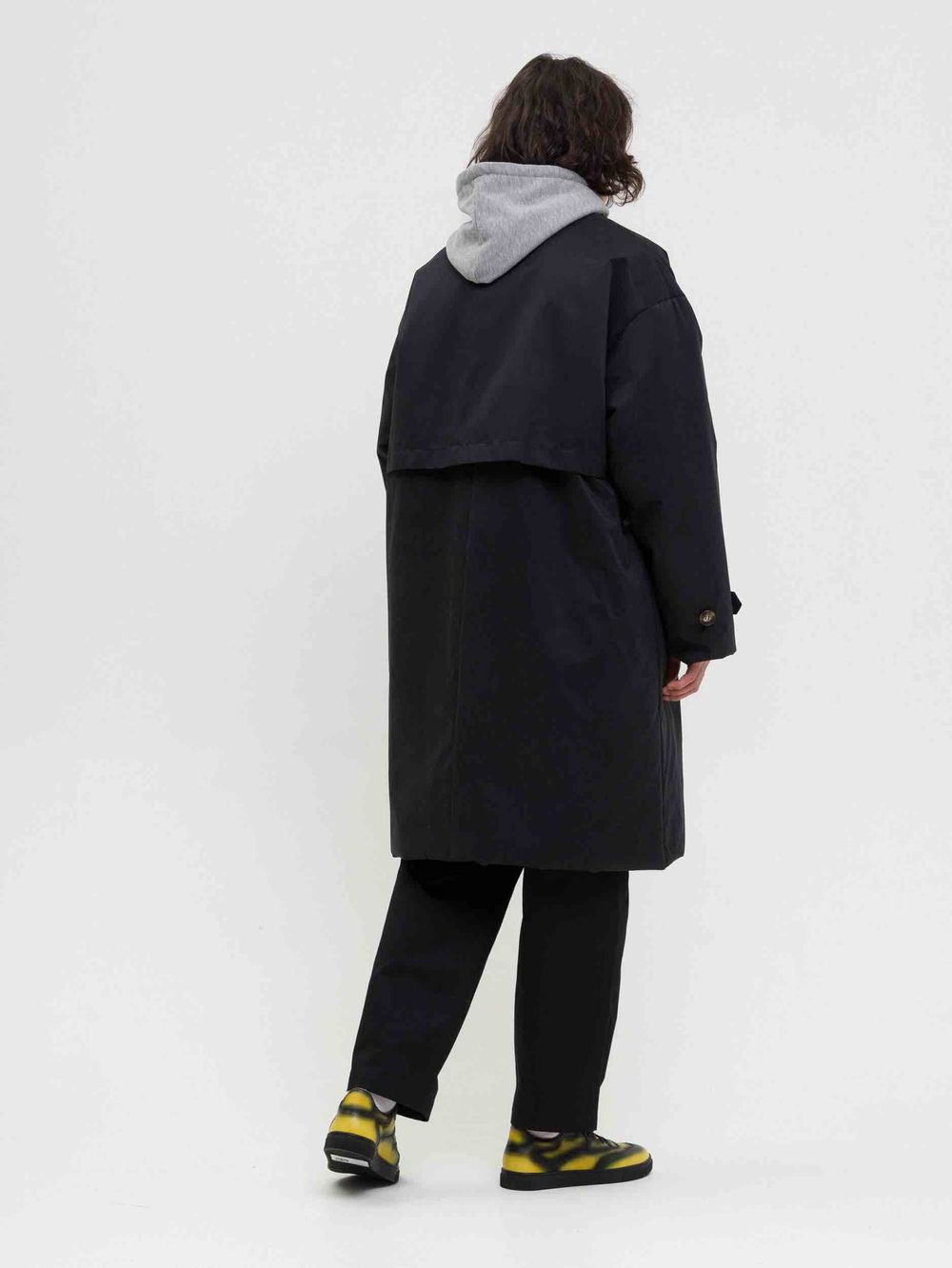 Плащ FOS Утепленный Средней длины Мужской Черный