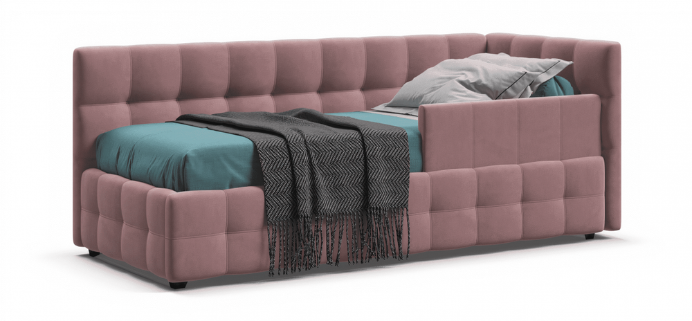 Босс Мини Кровать+ПМ 90*200 Велюр Монолит розовый