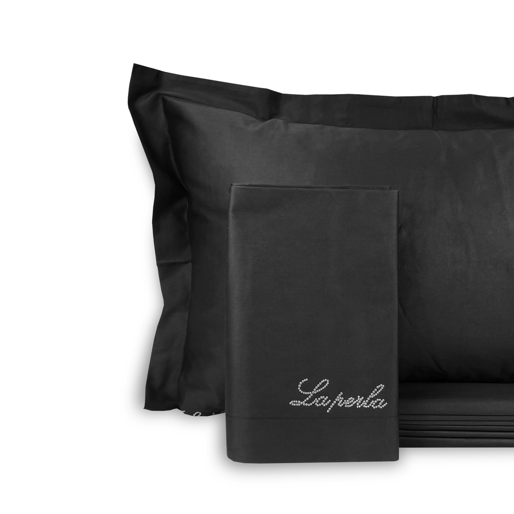 Однотонное постельное белье из сатина La Perla | Black