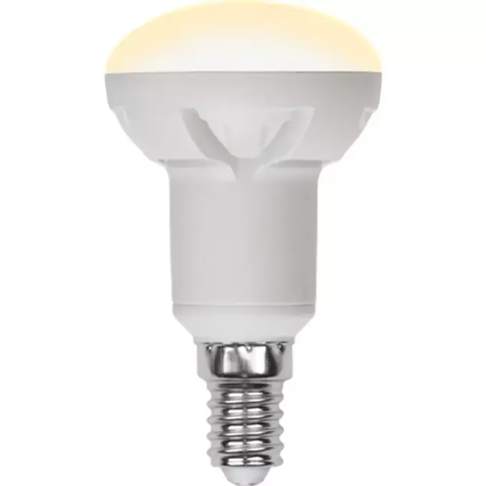 LED-R50-6W/WW/E14/FR/DIM ALP01WH Лампа светодиодная диммируемая. Форма рефлектор, матовая колба. Материал корпуса алюминий. Цвет свечения теплый бел