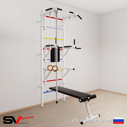 Шведская стенка Sv Sport 594 (Турник стандарт/Брусья/Стойка/Скамья/Канат/Кольца)