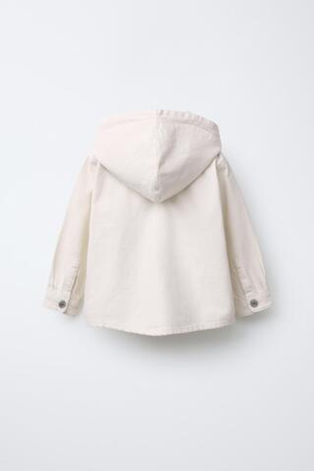 ZARA КУРТКА-РУБАШКА С КАПЮШОНОМ, ЭКРЮ