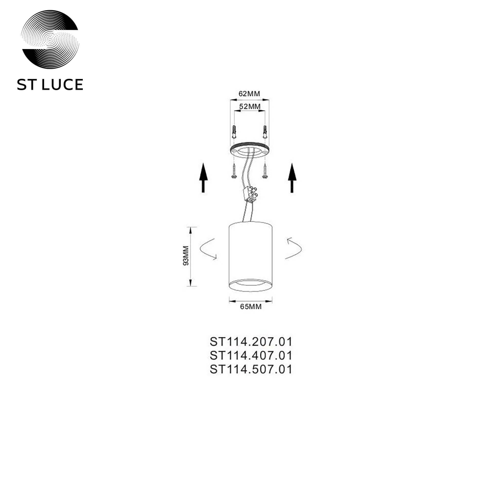 ST114.507.01 Светильник потолочный Белый GU10 1*50W  IP20 L65xW65xH93 220V Без ламп